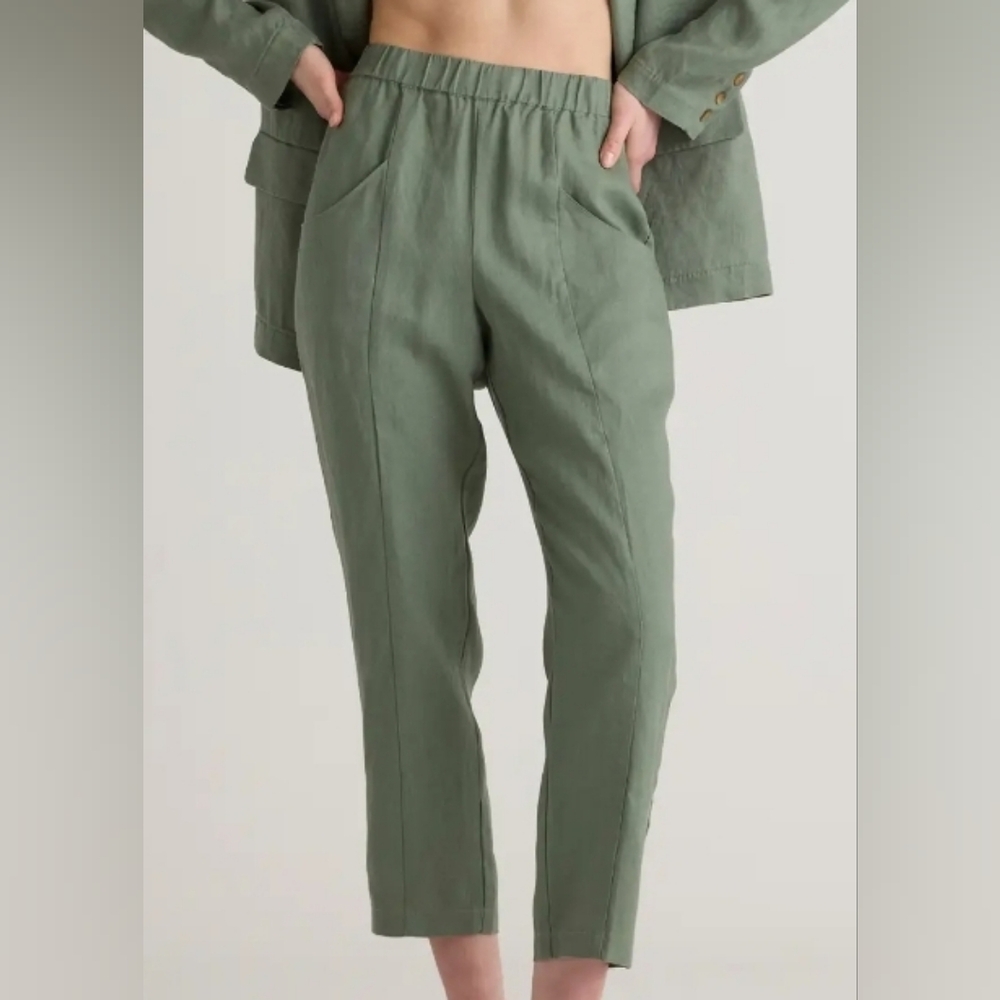 Linen Tapered Ankle Pants